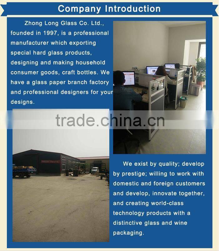 2016 New Style Professional Design Customization Eco-Friendly Clear Glass Bottle For Wine And Alcohol