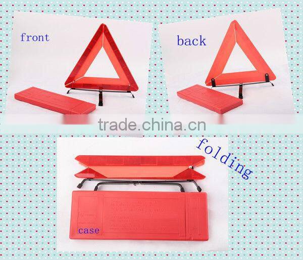 red hi-viz triangle caution sign with E-Mark