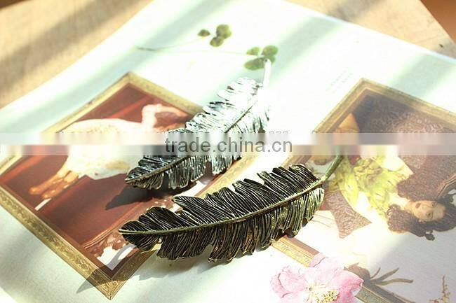 Fashion golden leaves Metal Clip For Women,Greece's women feather spring clip metal hair accessories