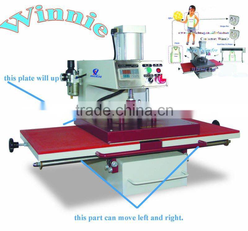Pneumatic double stations fabric heat transfer machine