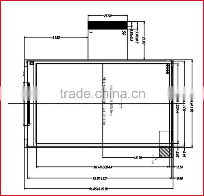 4.0inch 480*800 support RGB/MCU/SPI muti interface IPS tft lcd panel