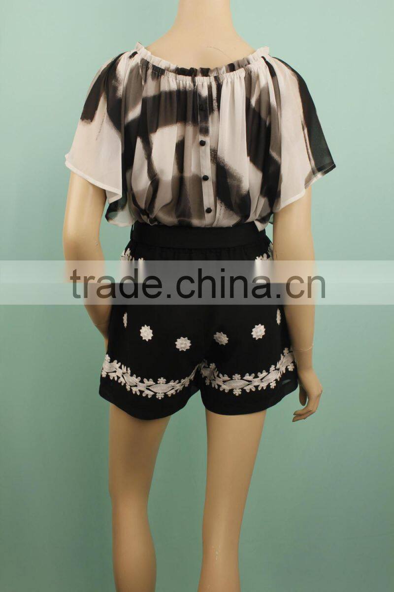 2016 casual short women black pants