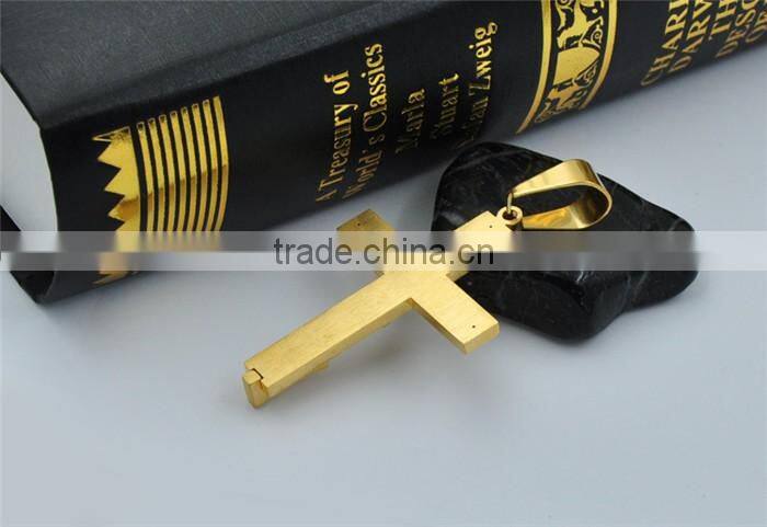 Wholesale fashion jewelry JCN0331 gold stainless steel Jesus cross necklace pendant