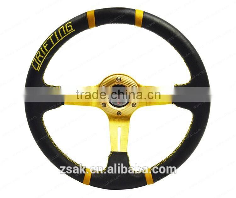 14 inch zhongshan genuine leather wheel auto steering wheel