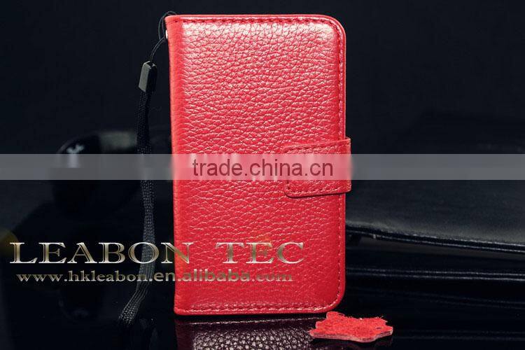 2014 newest Wallet style real leather for iphone 4 4s case