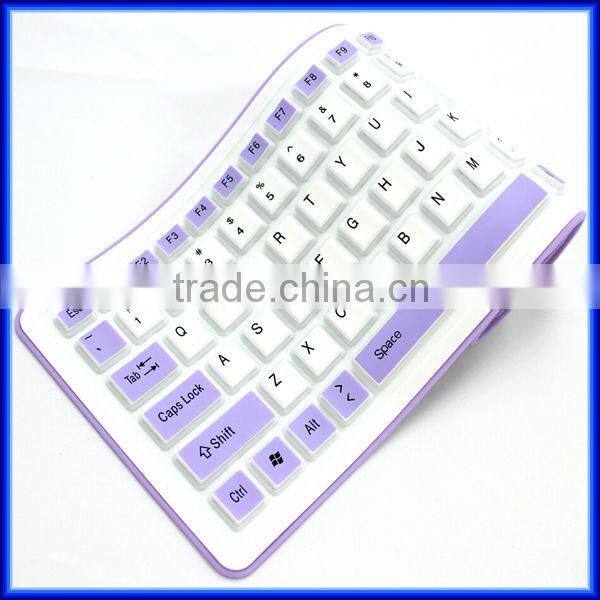 Hot sell wireless silicone waterproof soft bluetooth keyboard for ipad, Multi-color foldable soft computer bluetooth keyboard