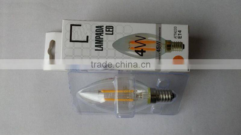 Full glass Dimmable e14 e12 4w led filament bulb