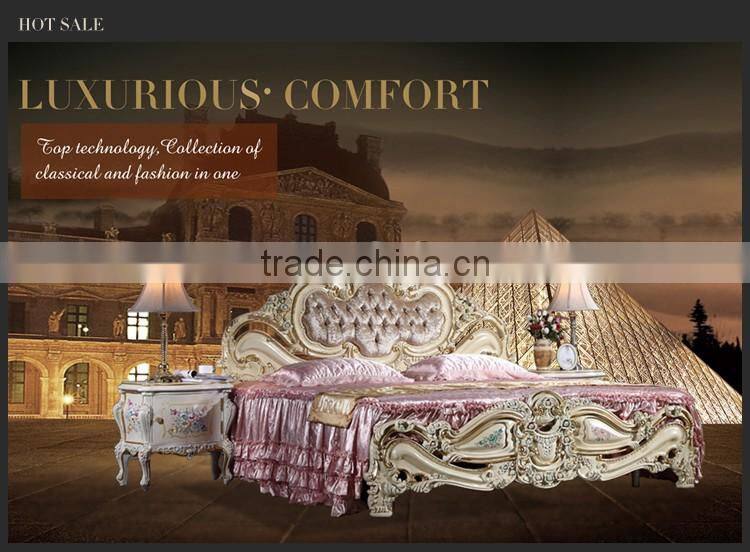 France style bedroom furniture-teak hand carved furniture king size bed