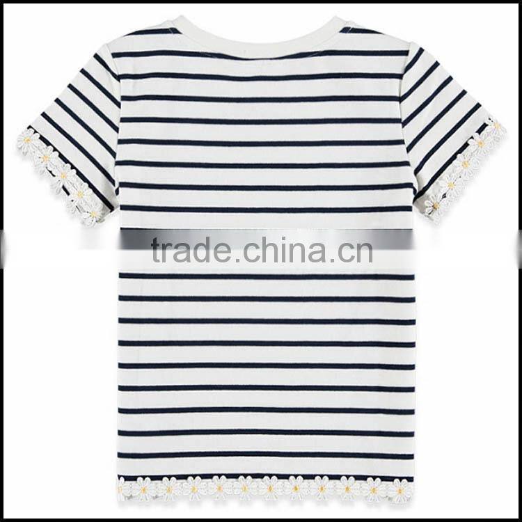 Comfortable kids short sleeve stripes t shirt with round neck made in China