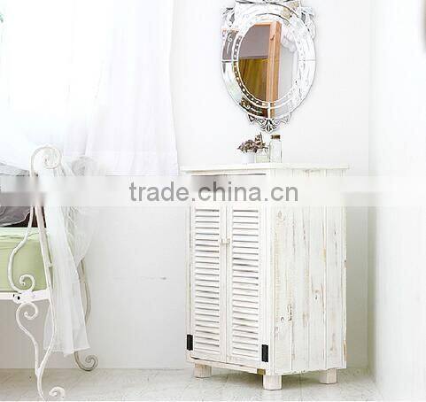 2 Doors White Wooden Book Wardrobe Cabinet