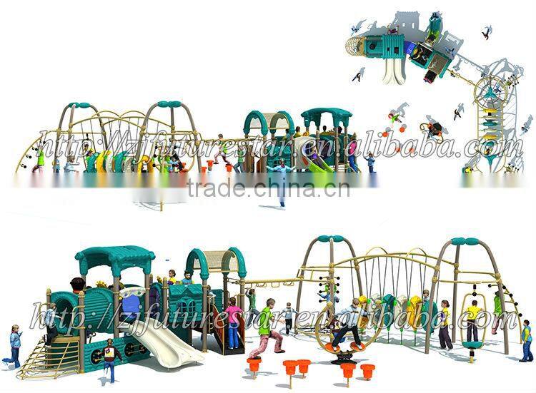 Age-of-steam style outdoor playground kindergarten slide with 10 optional site sizes