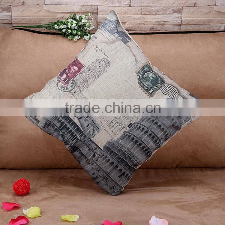 2015 europeanism leaning tower Pisa cotton and linen hold pillow Sofa cushion cover home furnishing hold pillow