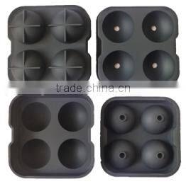 Round shape silicone ice cube tray maker, silicone 4 ice tray, silicone whiskey ice ball tray