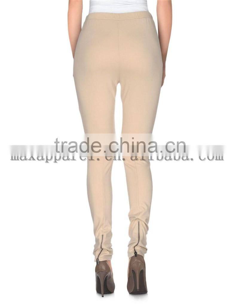 2016 Wholesale Custom Leggings Jersey Tapered Mid-rise Solid Pocket Tan Leggings