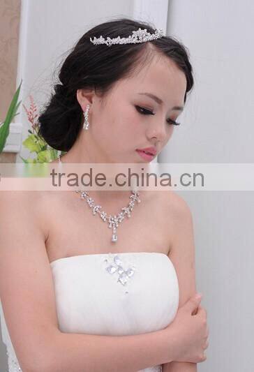 2016 Fashion Alloy Silver Plated Rhinestone Tiara Crown,Necklace,Earring Bridal Wedding Jewelry Set