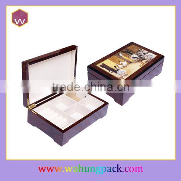 Square Wooden Painting Small Music Box/Jewelry Box/Gift Box With Custom Music