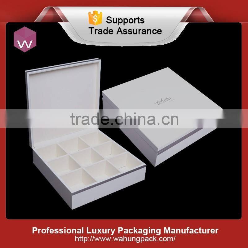 Glass Window Top Wood Veneer Tea Bag Storage Box with Compartments