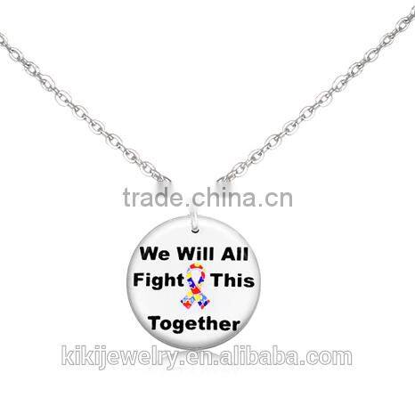 Lead & Nickel Free Autism Puzzle Ribbon We Will All Fight This Togethe Charm Anklet