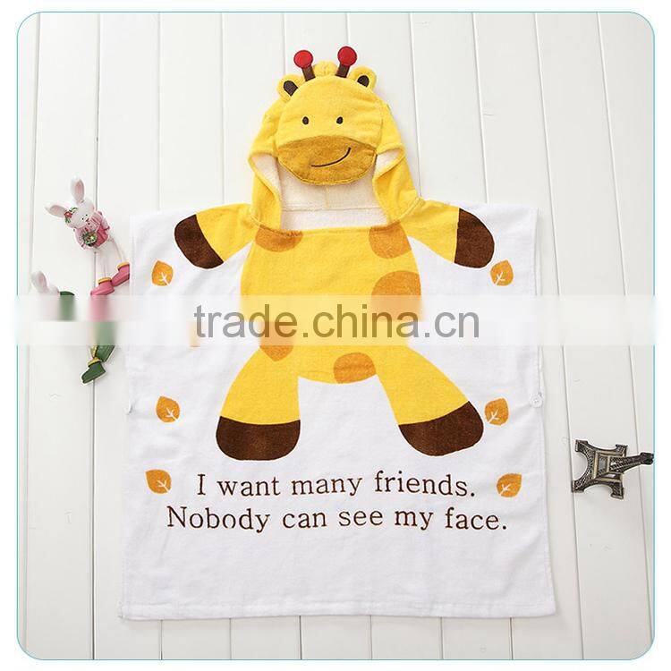 Oeko-Tex 100% Cotton animal Kids Hooded Towel of velour printed