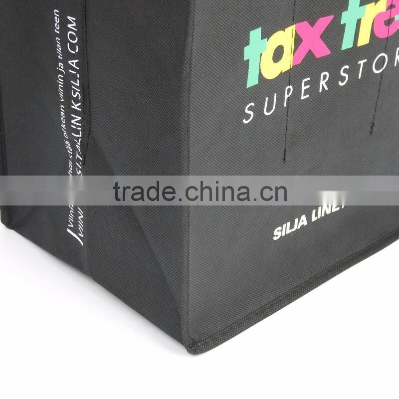 Portable Gift Black Color 6 Bottle Wine Bag, Non Woven Wine Bag, Liquor Bottle Wine Bag