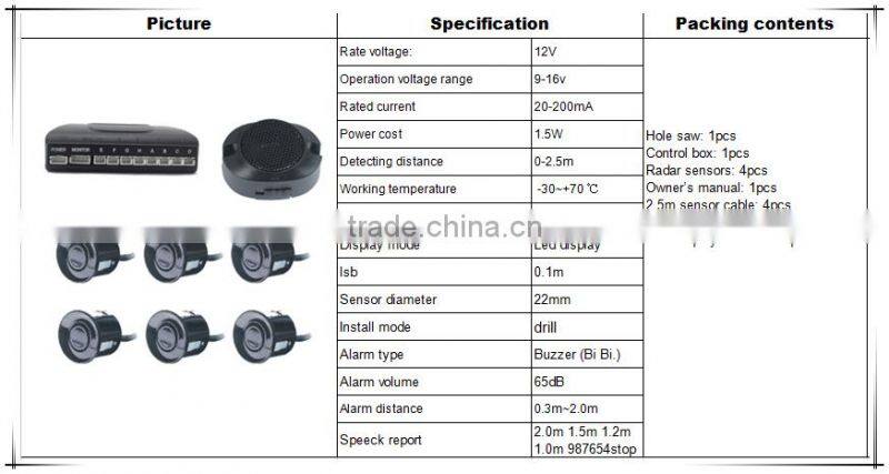 Radar sensors wireless parking sensor car parking sensor system