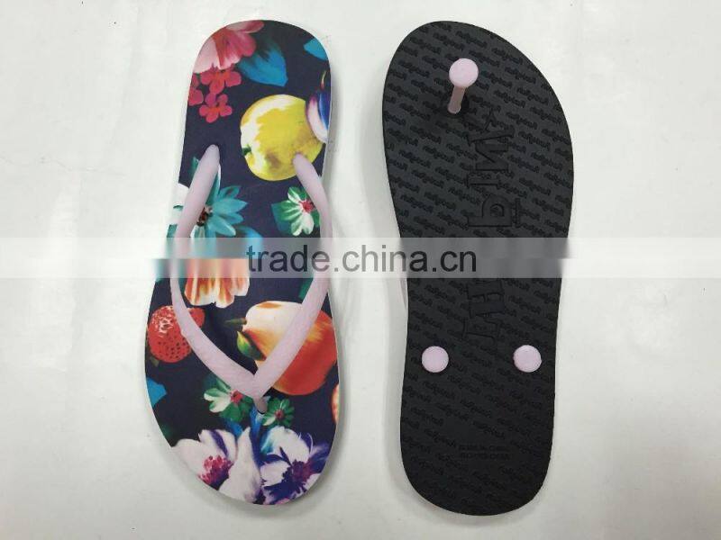 663 LOULUEN Heat Transfer Printing Colorful Wholesale EVA Flip Flops Beach Slipper