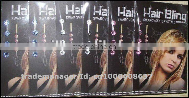 fashion crystal hair strand hair crystal hair extensions rhinestone crystal bling hair