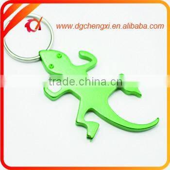 aluminum golden gecko shaped bottle opener keychain