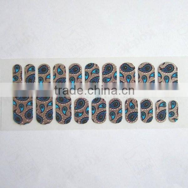 Custom sliver star metallic 2d nail wrap rhinestone nail sticker manufacturer 20 tips/sheet with test EN71-3