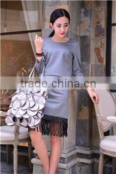 PU leather large capacity elegant female hand bag