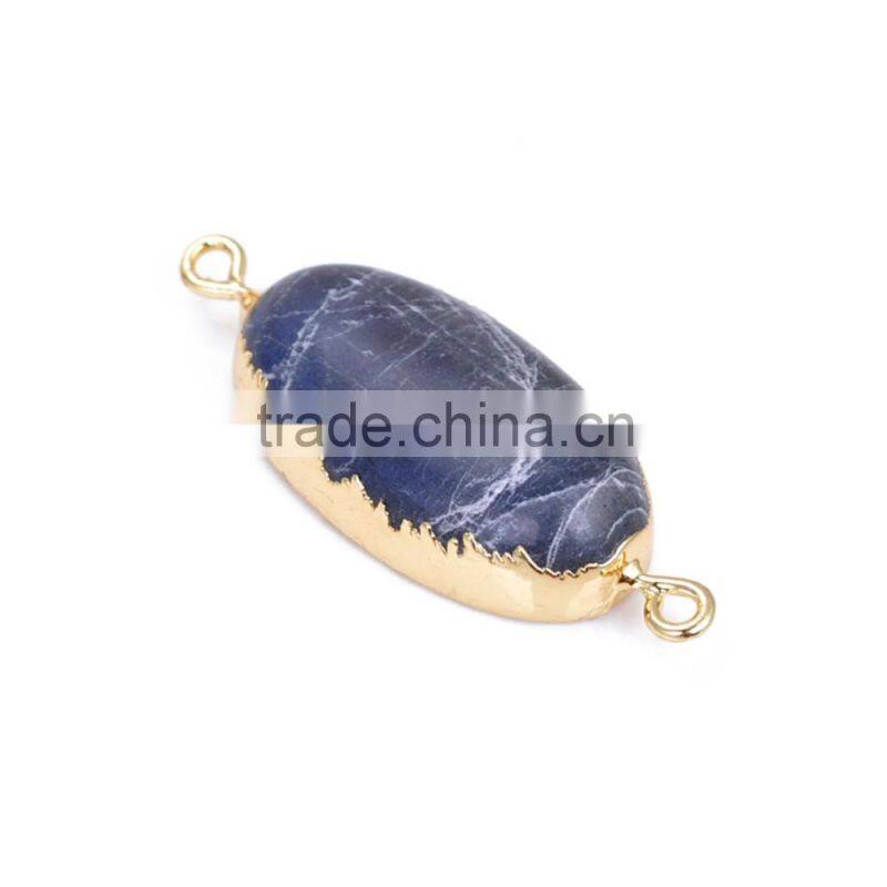 Fashion Dark Blue natural stone charm novel bracelet pendant oval connectors