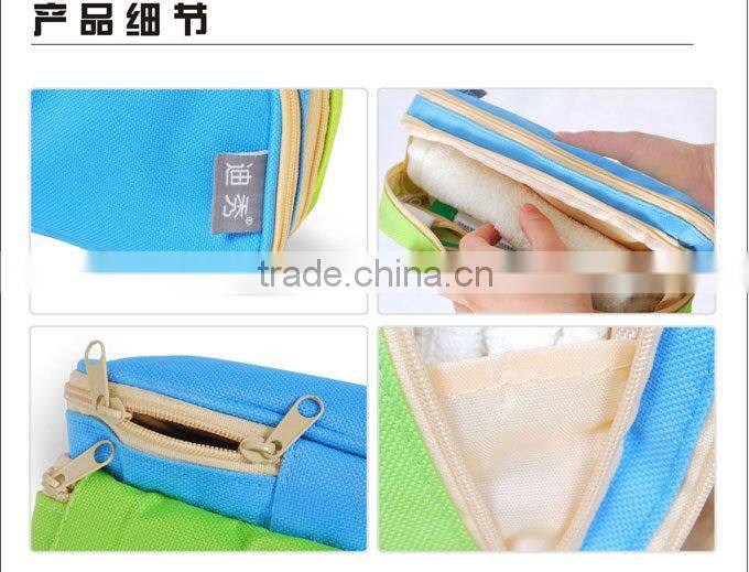 Multi-function travel bag,canvas two colors wash bag,21*7*10cm OPP cosmetic bag