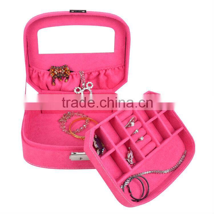 wholesale pink flocking jewellery box