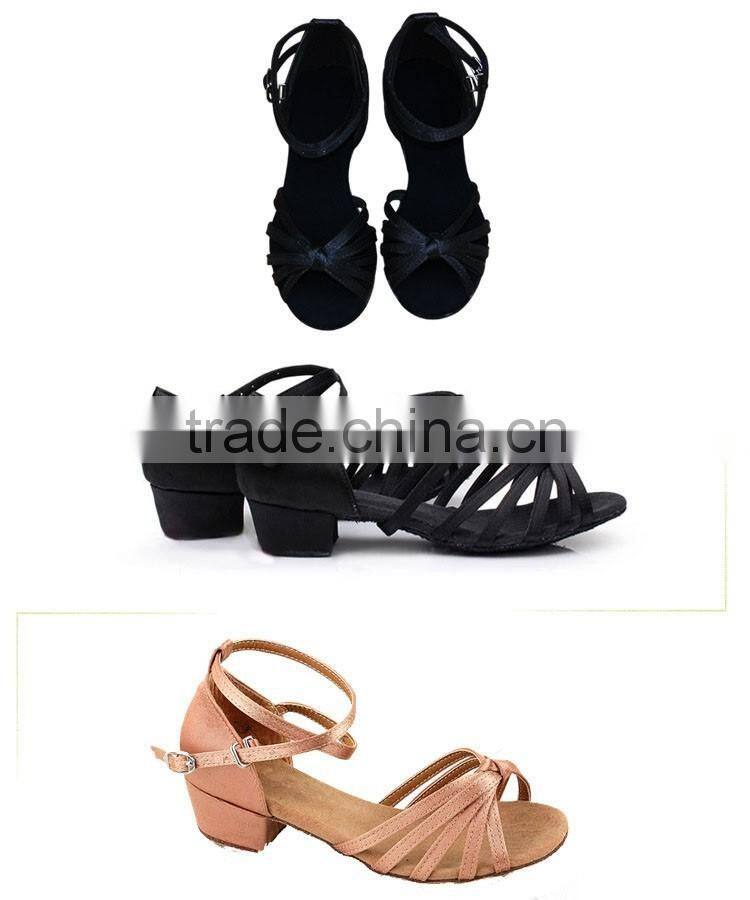 Plus size children dance shoes Leopard latin dancing shoes kids salsa Satin ballroom tango Latin Square dance shoes