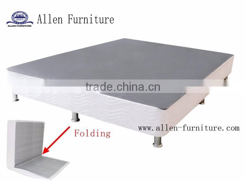 Easy to assemble and storage box spring/mattress foundation with center folding, with legs, twin to cal king