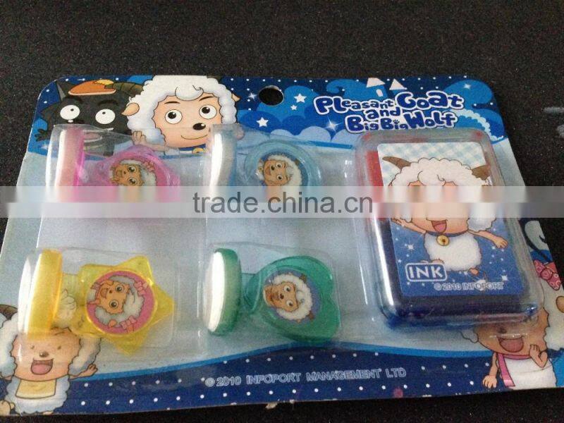 hot sell kids toy coat and wolf rubber self inking stamp