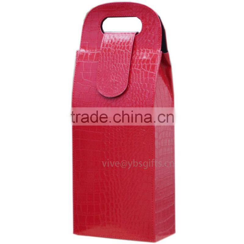 high quality black leather wine bag