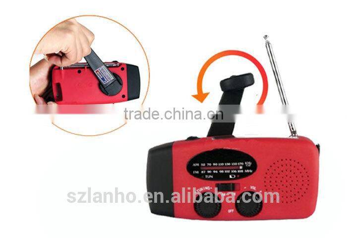 Portable Solar Power Hand Crank AM/FM Dynamo Radio+ LED Flashlight+Phone Charger