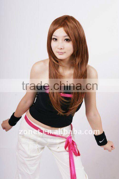 Fashion Cosplay faint red 60cm MOCHA ASH BROWN LONG Wig