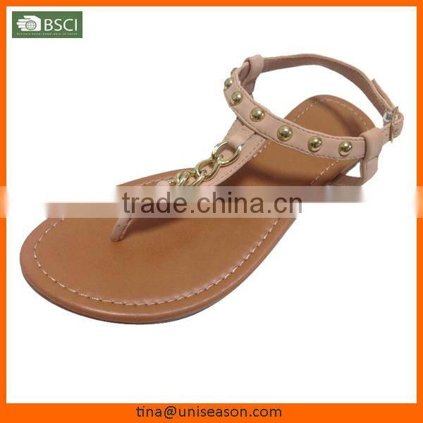 New design metal decorative flipflop sandals