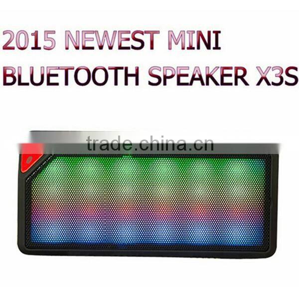 2016 New X3S mini Bluetooth Speaker Portable Wireless Handsfree TF FM Radio Built in Mic MP3 Subwoofer with LED flash light