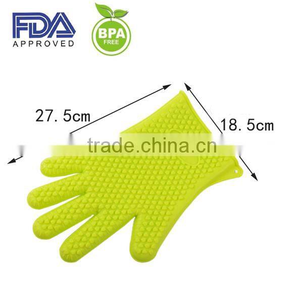 silicone baking glove kitchen glove ,5 fingers BBQ silicone rubber baking glove