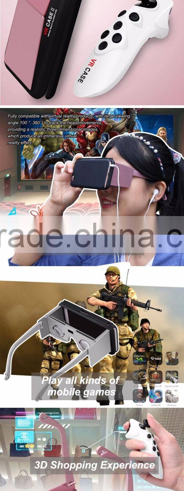 3D vrbox 2.0 new vr glasses vrarle vr phone case with remote