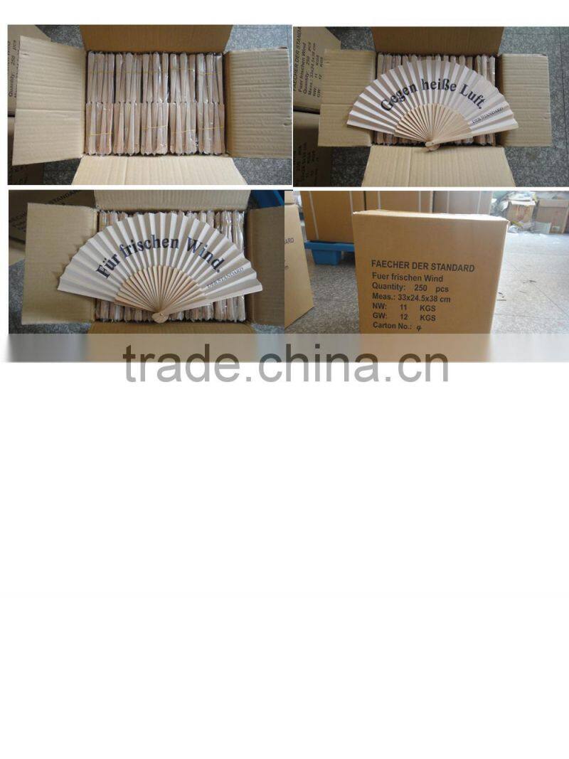 high quality fabric folding fan with wooden ribs stock