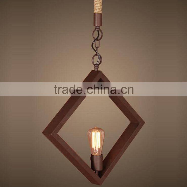 Diamond rope chandelier vintage iron pendant lamp