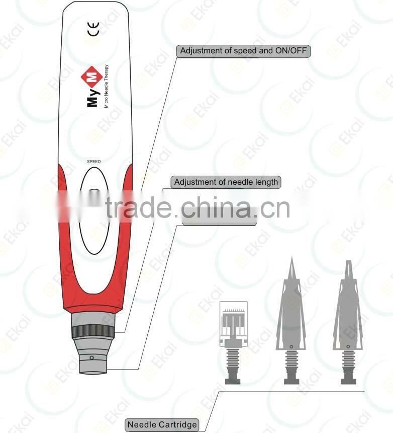 Vibrating microneedle derma roller therapy electrical derma stamp pen MYM professional version