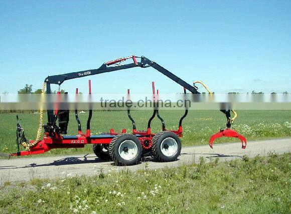 Hot sale1-12ton log trailer with crane log trailer with grapple Grab wood machine