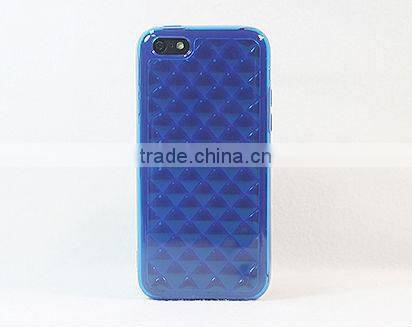Drill stone glossy TPU soft rubber lining for iphone 5c BLUE