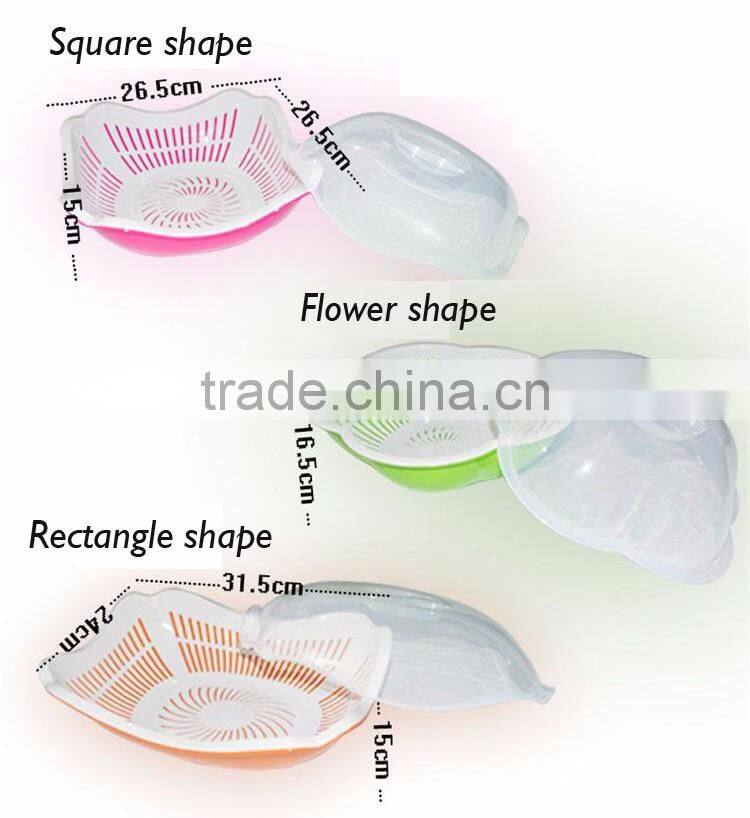 Plastic PP Wash Fruit Vegetable Basket with Lid