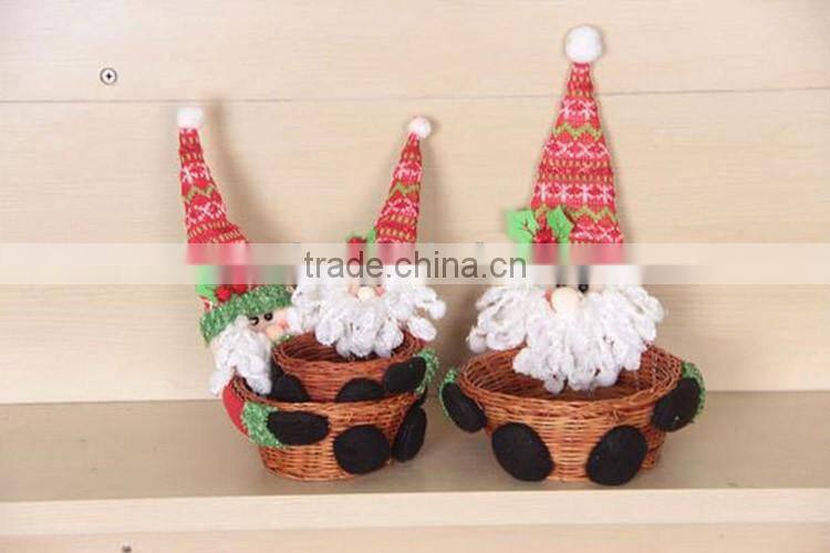 Cute santa claus style wicker gift basket set christmas ornaments 2016